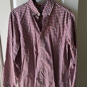 Vineyard Vines Men's Red and White Checkered Shirt